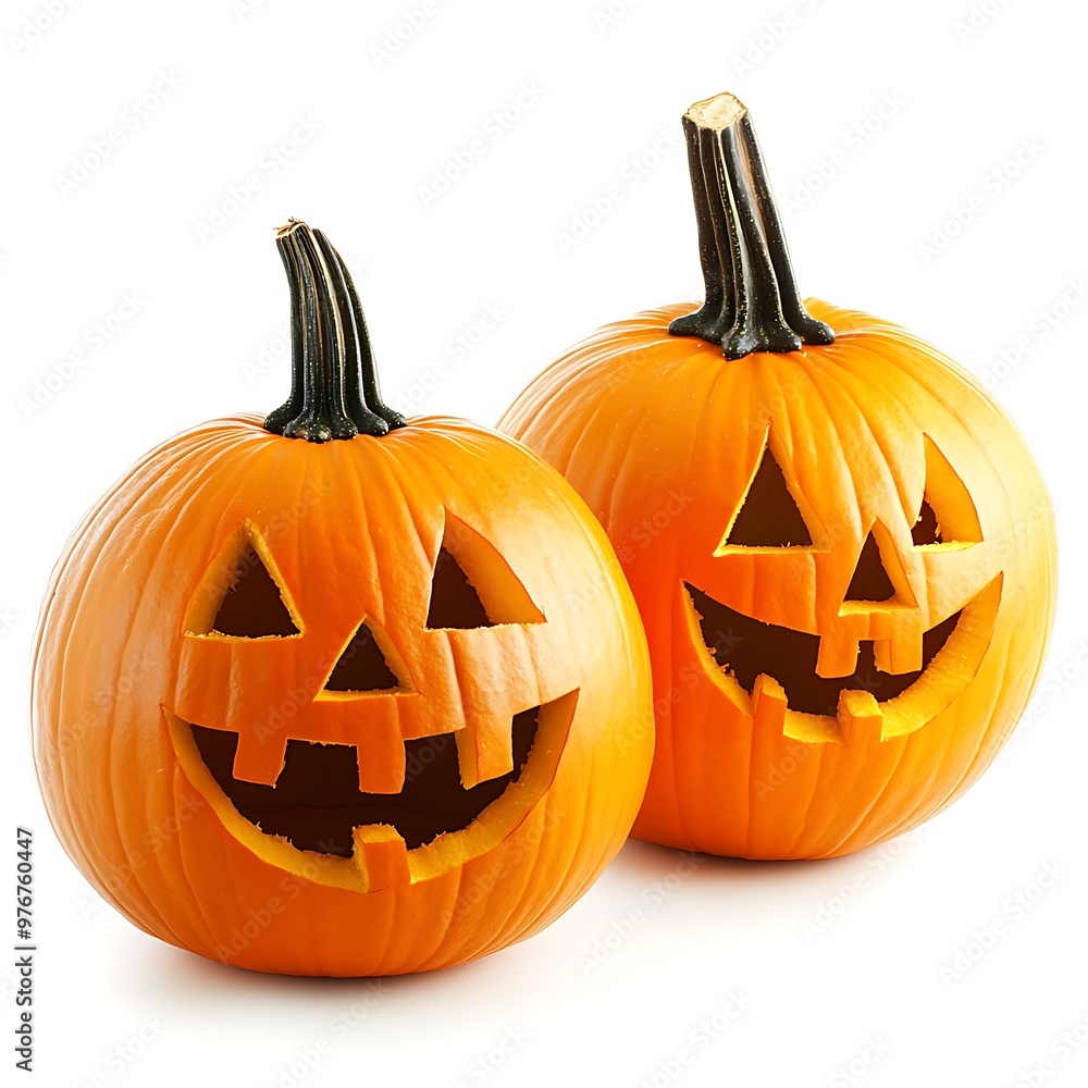 Halloween pumpkins isolated on white. Generative Ai Halloween pumpkins isolated on white. Generative Ai