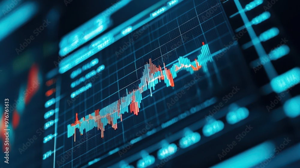 Magnified shot of a US dollar bill corner, with abstract stock market indicators in the background Magnified shot of a US dollar bill corner, with abstract stock market indicators in the background