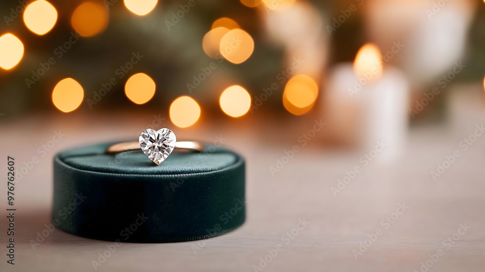 Luxurious velvet case with a diamond ring, with a blurred background. Luxurious velvet case with a diamond ring, with a blurred background.
