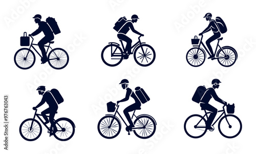 recreational bicyclists silhouettes
