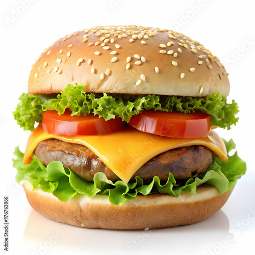 chees burger with white background