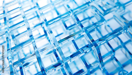Beautiful blue glass lattice over a white background