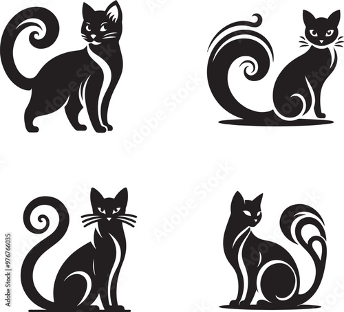 cat silhouette vector 