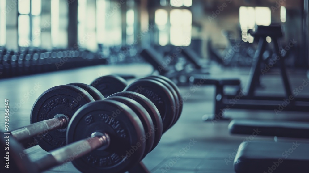 Close Up of Dumbbells in a Modern Gym Close Up of Dumbbells in a Modern Gym