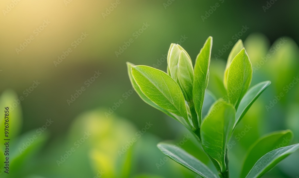 New Green Leaves Emerging on a Plant During a Sunny Morning in a Lush Garden New Green Leaves Emerging on a Plant During a Sunny Morning in a Lush Garden