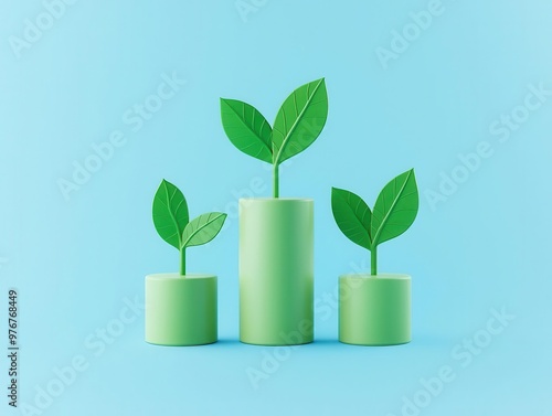 Dollar bill icon with asset growth, business success, 3D illustration