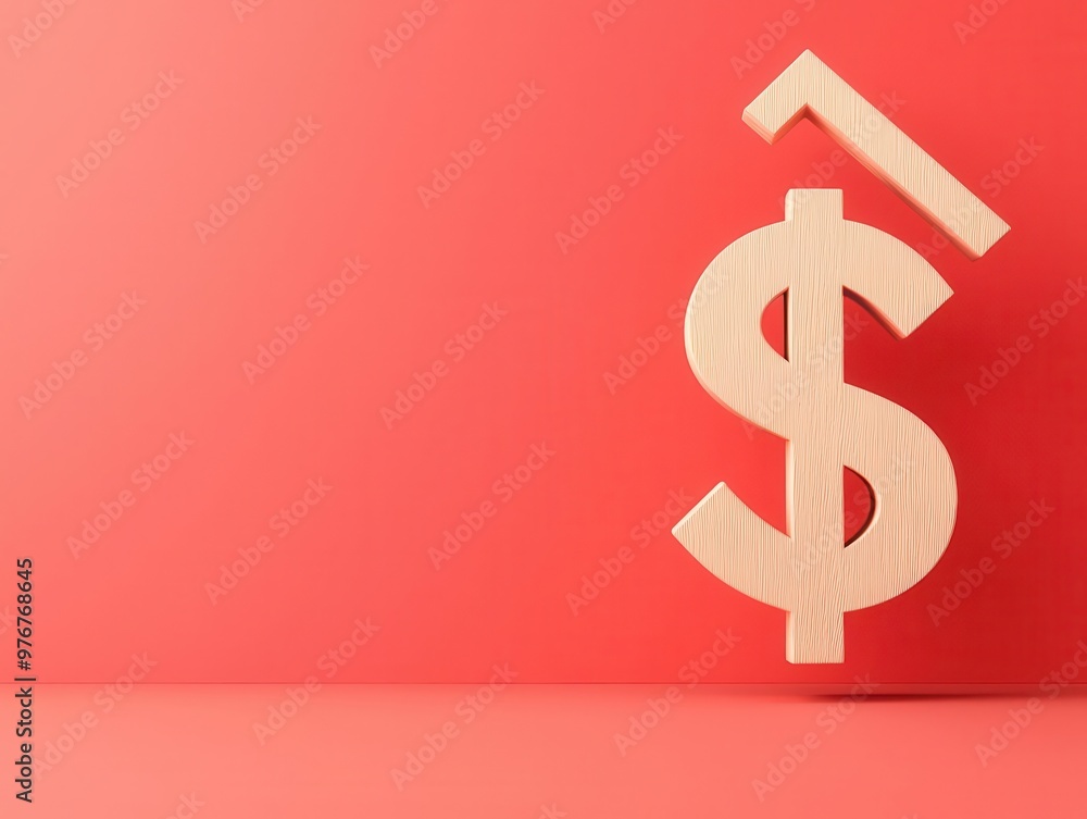 Obraz premium Expanding dollar symbol with upward arrow, increasing value, 3D illustration