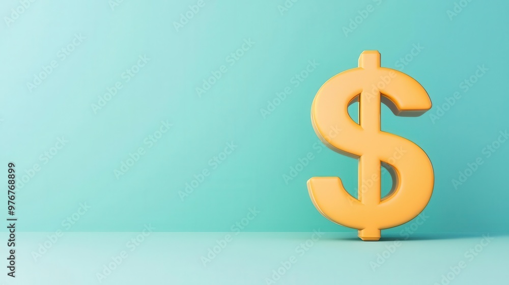 Dollar icon with profit increase, financial success, 3D illustration