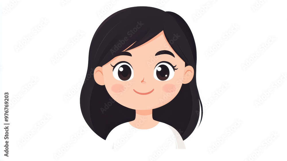 A vibrant bobblehead illustration of a yearold girl with shoulderlength black hair, set against a clean white background. A vibrant bobblehead illustration of a yearold girl with shoulderlength black hair, set against a clean white background.