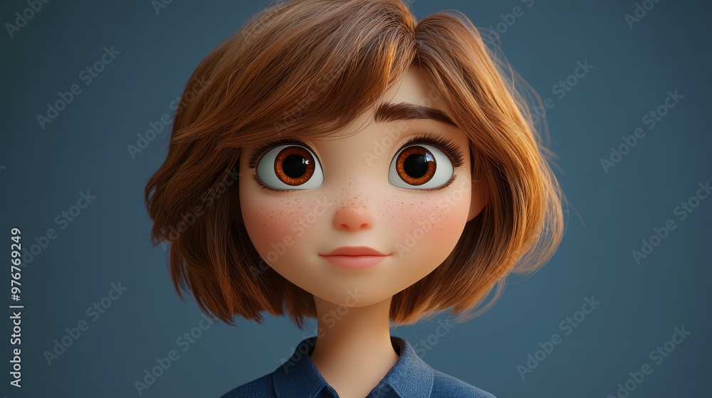 A sporty female character with reddish bobbed hair, hazelnut eyes, and a tomboy style, perfect for a fun cartoon world. A sporty female character with reddish bobbed hair, hazelnut eyes, and a tomboy style, perfect for a fun cartoon world.