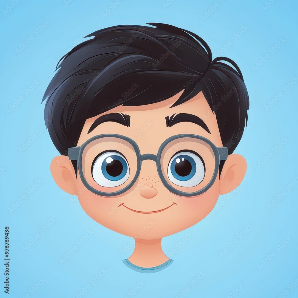 Eyecatching cartoon avatar of a smart boy with a clean, minimalist background perfect for profiles and online presence. Eyecatching cartoon avatar of a smart boy with a clean, minimalist background perfect for profiles and online presence.