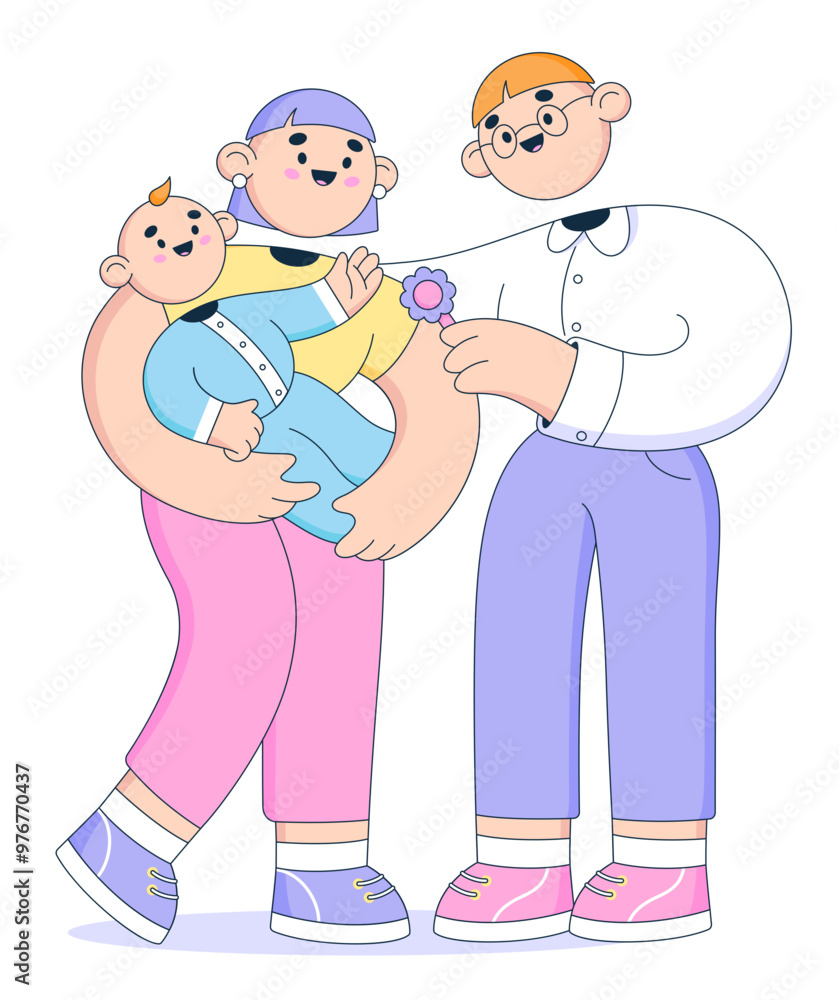 Father, mother and little kid in a family Father, mother and little kid in a family