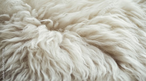 White Sheep Fur Close-Up, Soft Wool Texture for Textile and Natural Material Design