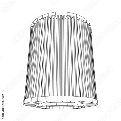 Car engine air filter. Auto spare part. Car care service maintenance. Wireframe low poly mesh vector illustration.