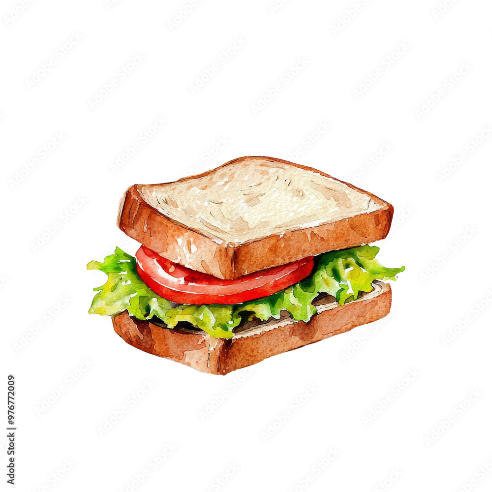 Delicious sandwich with lettuce and tomato on toasted bread Delicious sandwich with lettuce and tomato on toasted bread