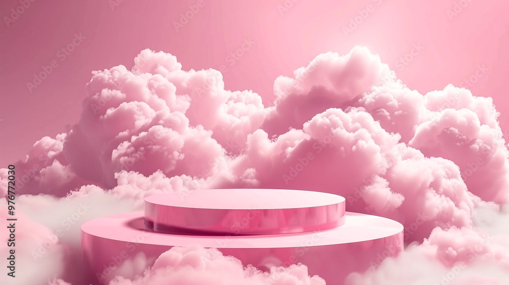 Beauty podium for product display with clouds Beauty podium for product display with clouds
