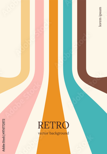 Retro 70s geometric poster with color stripes