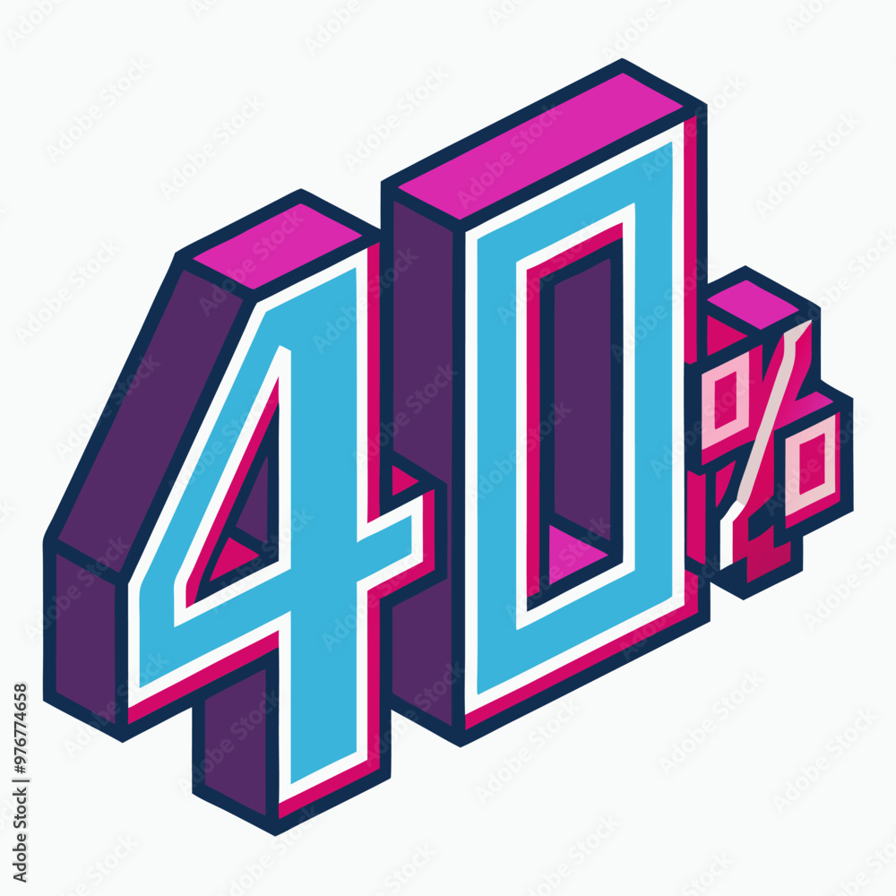 Fototapeta premium 40 Percent Retro Sale Banner Bold Typography Design for Promotions