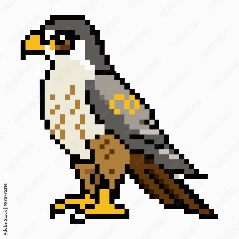 Fototapeta premium Pixel Art Falcon Illustration Retro 8 Bit Style Bird Graphic for Retro Gaming Design and Digital Art Projects