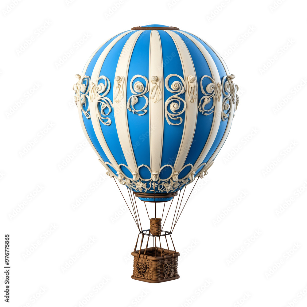 Obraz premium Vintage blue hot air balloon with elegant design and details