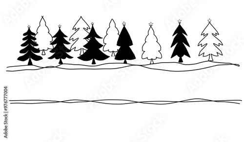 Various christmass trees. Silhouettes of Various Christmas Trees Icons.