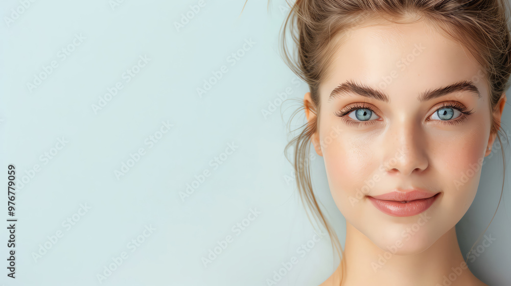 Naklejka premium Young woman with a gentle smile, isolated on white, bright and fresh,