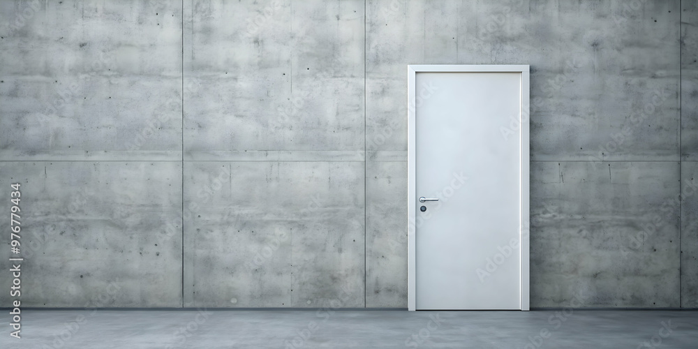 Closed white door mounted on a concrete wall, closed, white, door, concrete, wall, architecture, entrance, exterior Closed white door mounted on a concrete wall, closed, white, door, concrete, wall, architecture, entrance, exterior