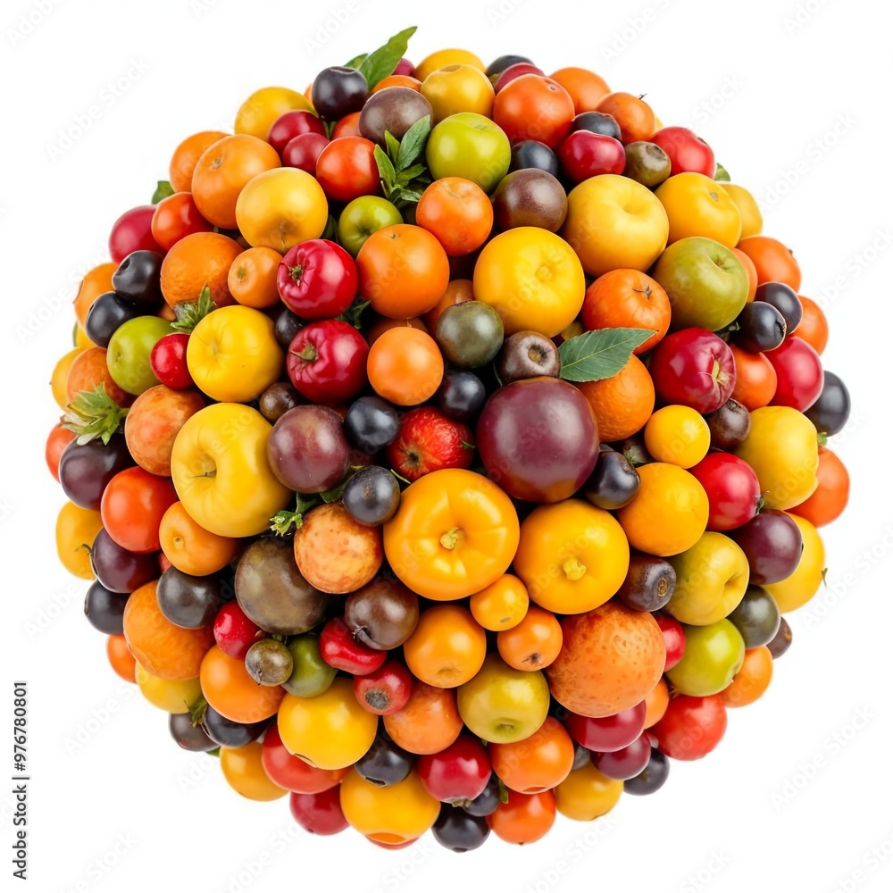 Collection of Various Colorful Fruits Arranged in a Round Shape Collection of Various Colorful Fruits Arranged in a Round Shape