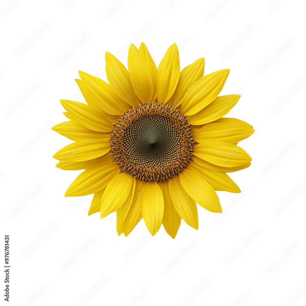 Bright sunflower with vibrant yellow petals and brown center Bright sunflower with vibrant yellow petals and brown center