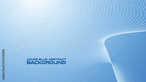 Azure Blue abstract background with curve line for backdrop or presentation