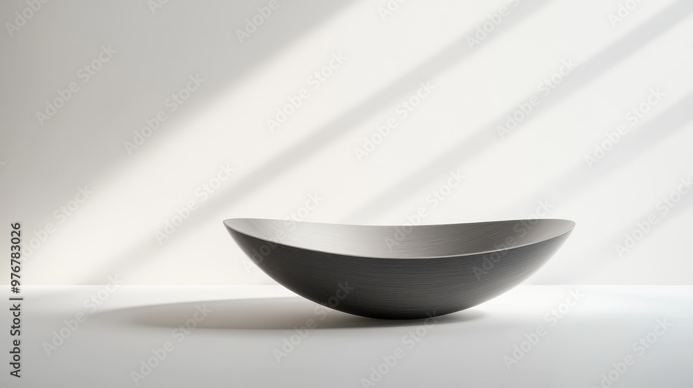 A bowl sits on a white table in a room with a window A bowl sits on a white table in a room with a window