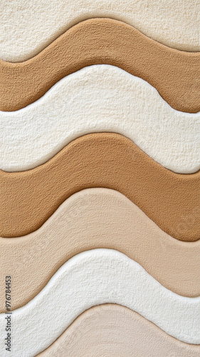 wavy stripes in various neutral tones, ranging from white to beige. 