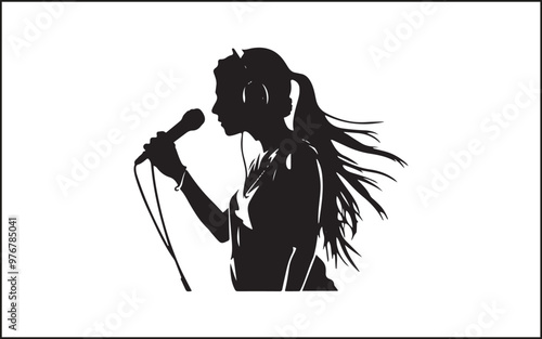 A set of high quality silhouette pop singer, country music, rock star and hiphop rapper artist vocal