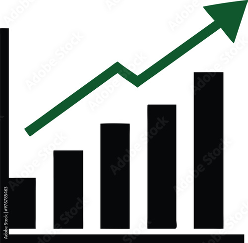 Bar Chart Vector Icon. Flat icon isolated on the white background. Editable EPS file. Vector illustration.