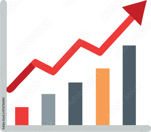 Bar Chart Vector Icon. Flat icon isolated on the white background. Editable EPS file. Vector illustration.