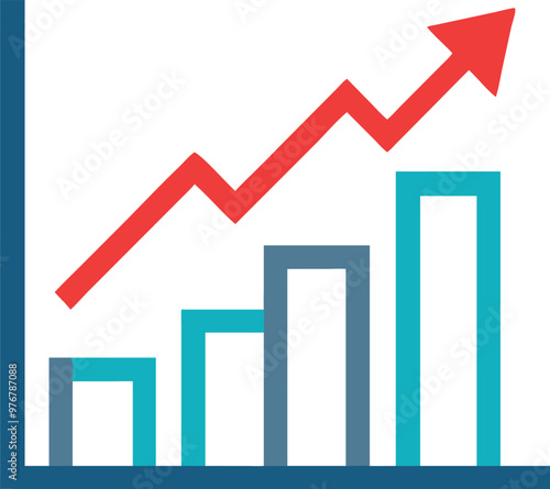 Bar Chart Vector Icon. Flat icon isolated on the white background. Editable EPS file. Vector illustration.