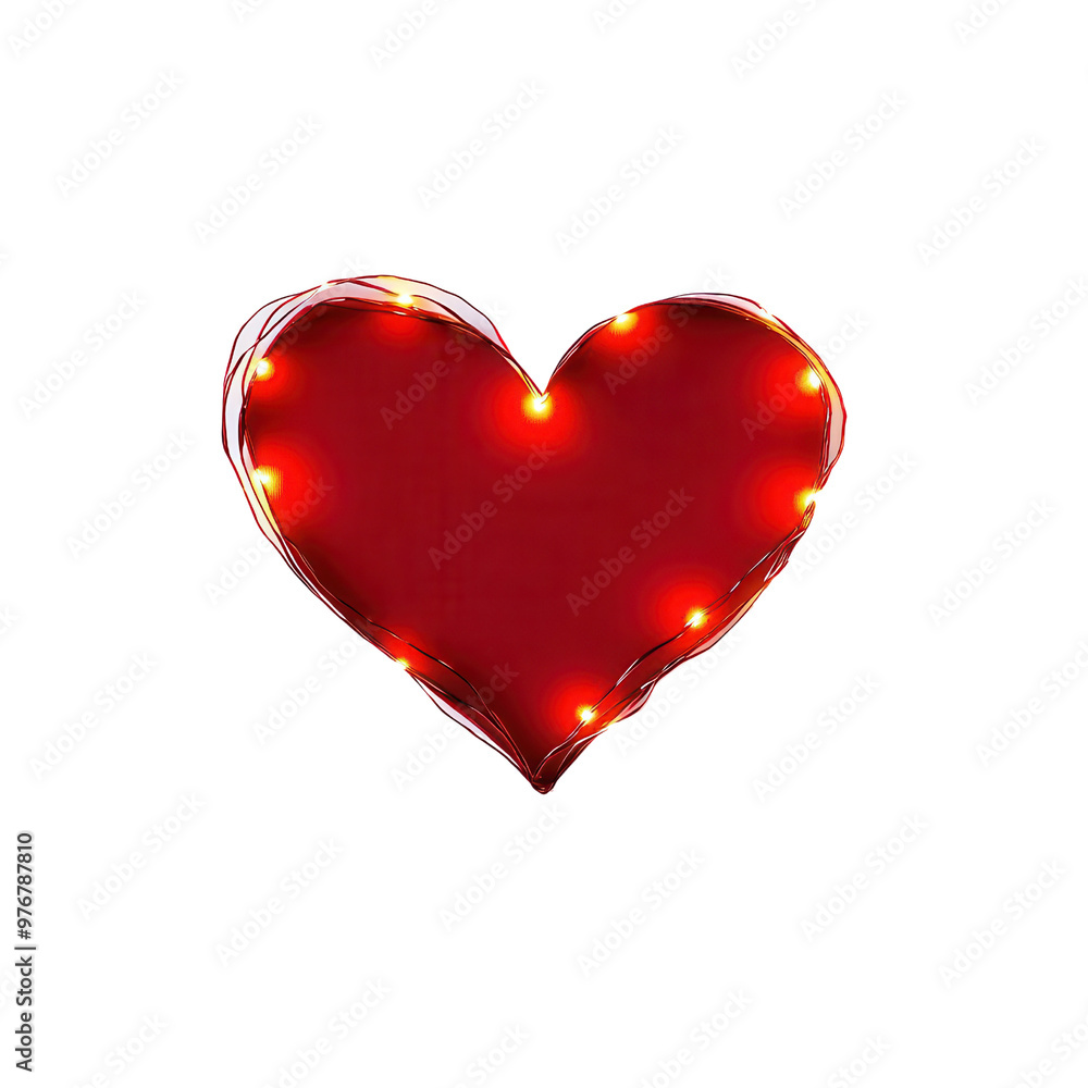 Bright red heart shaped decor with glowing lights, perfect for romantic themes and festive celebrations. Bright red heart shaped decor with glowing lights, perfect for romantic themes and festive celebrations.