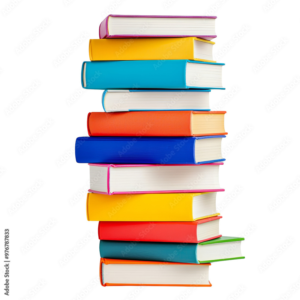 Stack of colorful books with white pages and bright covers Stack of colorful books with white pages and bright covers
