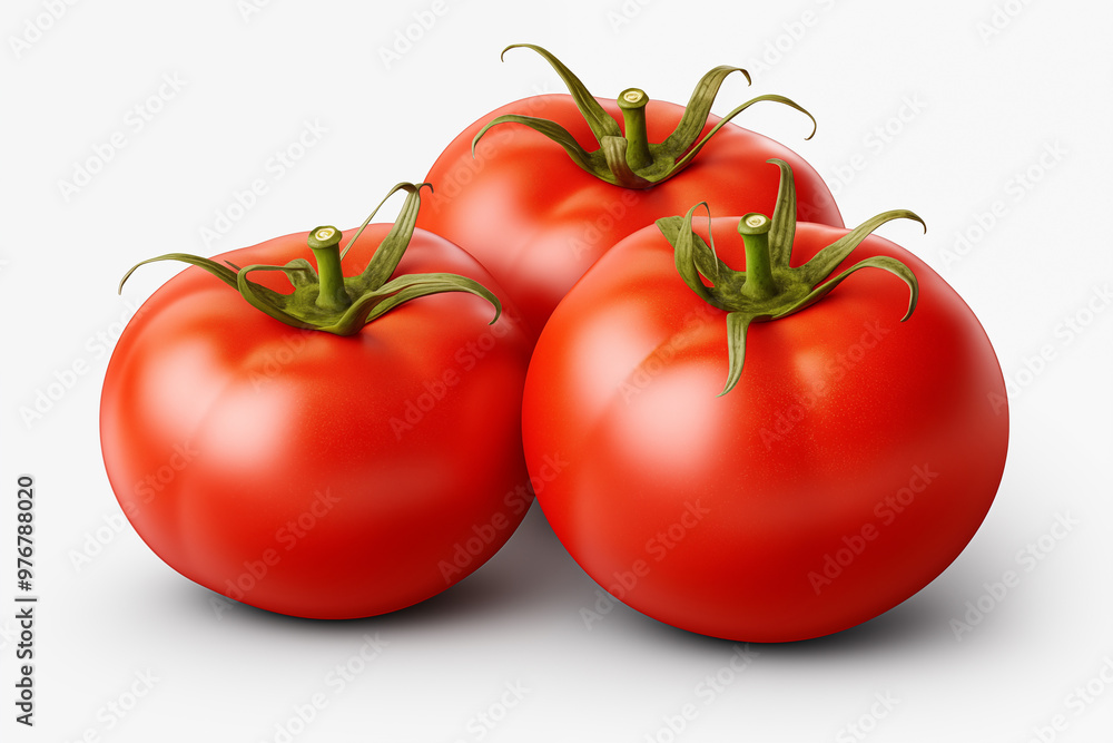 Red ripe tomatoes on white background