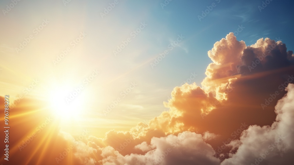 The sky is filled with clouds and the sun is shining brightly The sky is filled with clouds and the sun is shining brightly