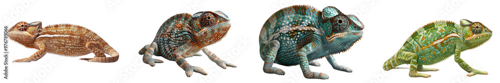 Obraz premium A high-quality image of a chameleon, highlighting its color-changing ability and adaptability.