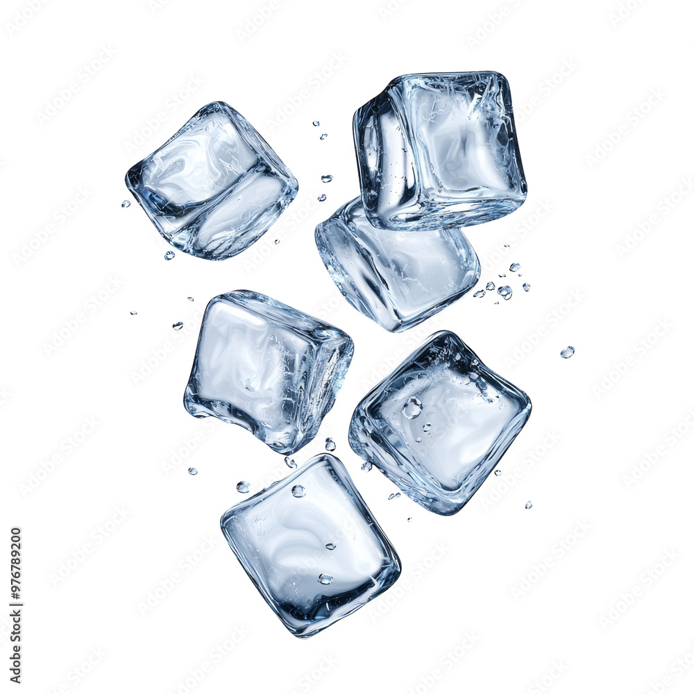 Ice cubes on a black background, crystal clear frozen water texture Ice cubes on a black background, crystal clear frozen water texture