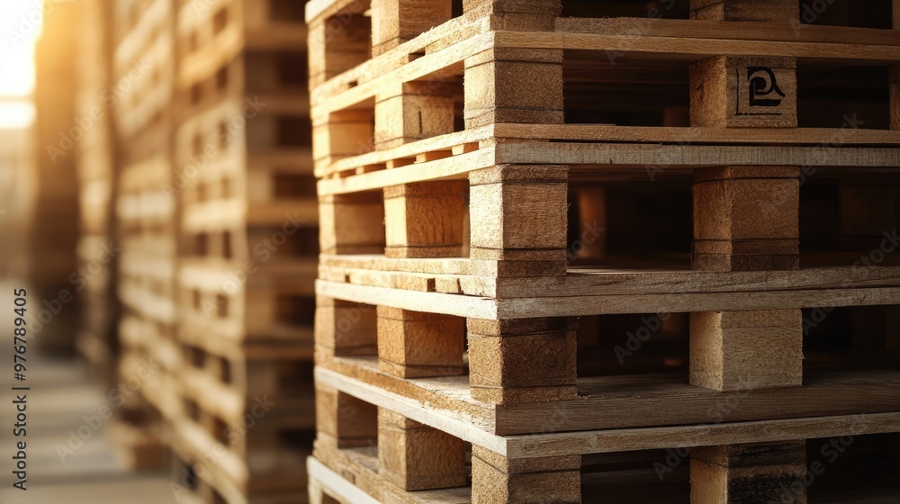 Close-Up of Stacked Euro Pallets in an Empty Warehouse, Perfect for Logistics and Freight Imagery Close-Up of Stacked Euro Pallets in an Empty Warehouse, Perfect for Logistics and Freight Imagery