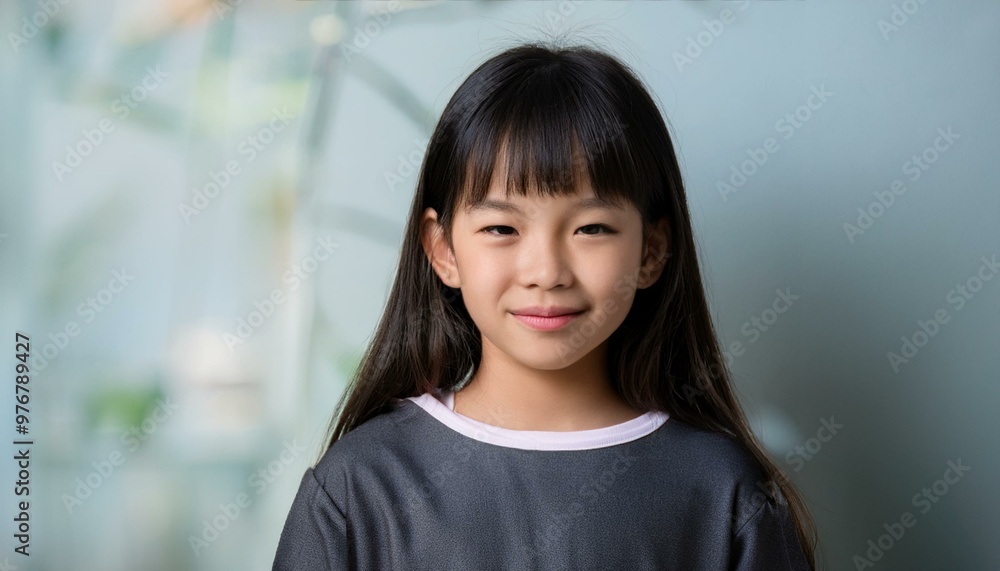 portrait of little girl asia ,dark brown hair portrait of little girl asia ,dark brown hair