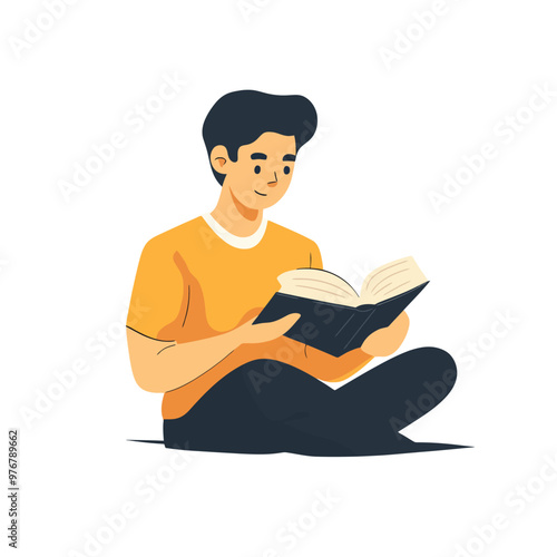 A student reading books