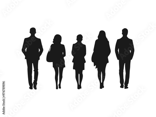 Silhouette of back view of business people.
