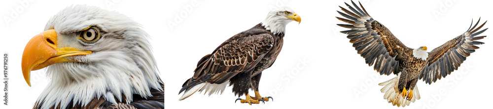 Obraz premium A high-quality image of a bald eagle, emphasizing strength and majesty.