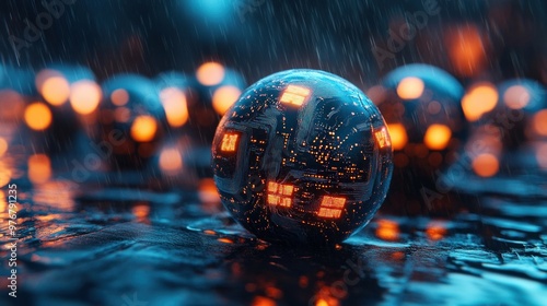 Circuitry Sphere Rain.