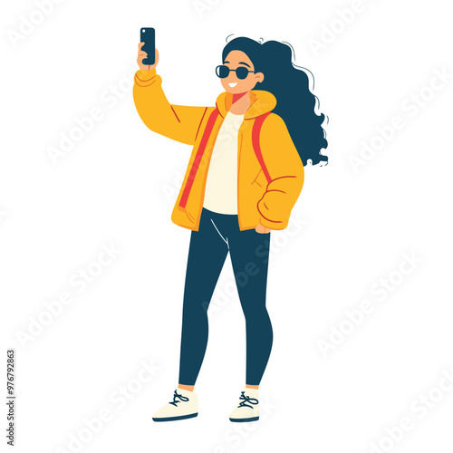 An influencer clicking selfies