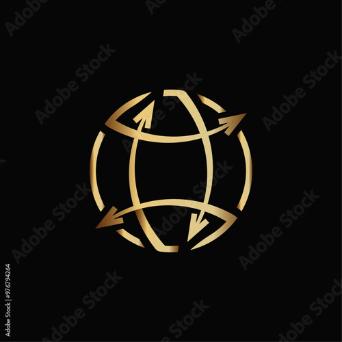 Minimalist Globe Arrow Logo Vector Illustration